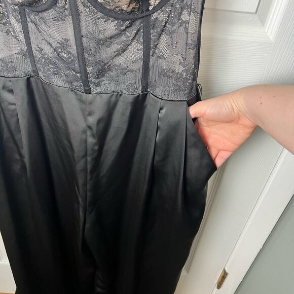 Katie May Black Tink Lace Bustier Sleeveless Wide Leg Jumpsuit XL - Picture 6 of 13